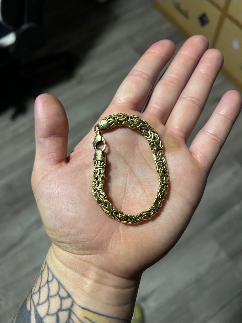14k Yellow Gold Byzantine Style Gold Bracelet 7" 19.41 Grams Heavy Thick